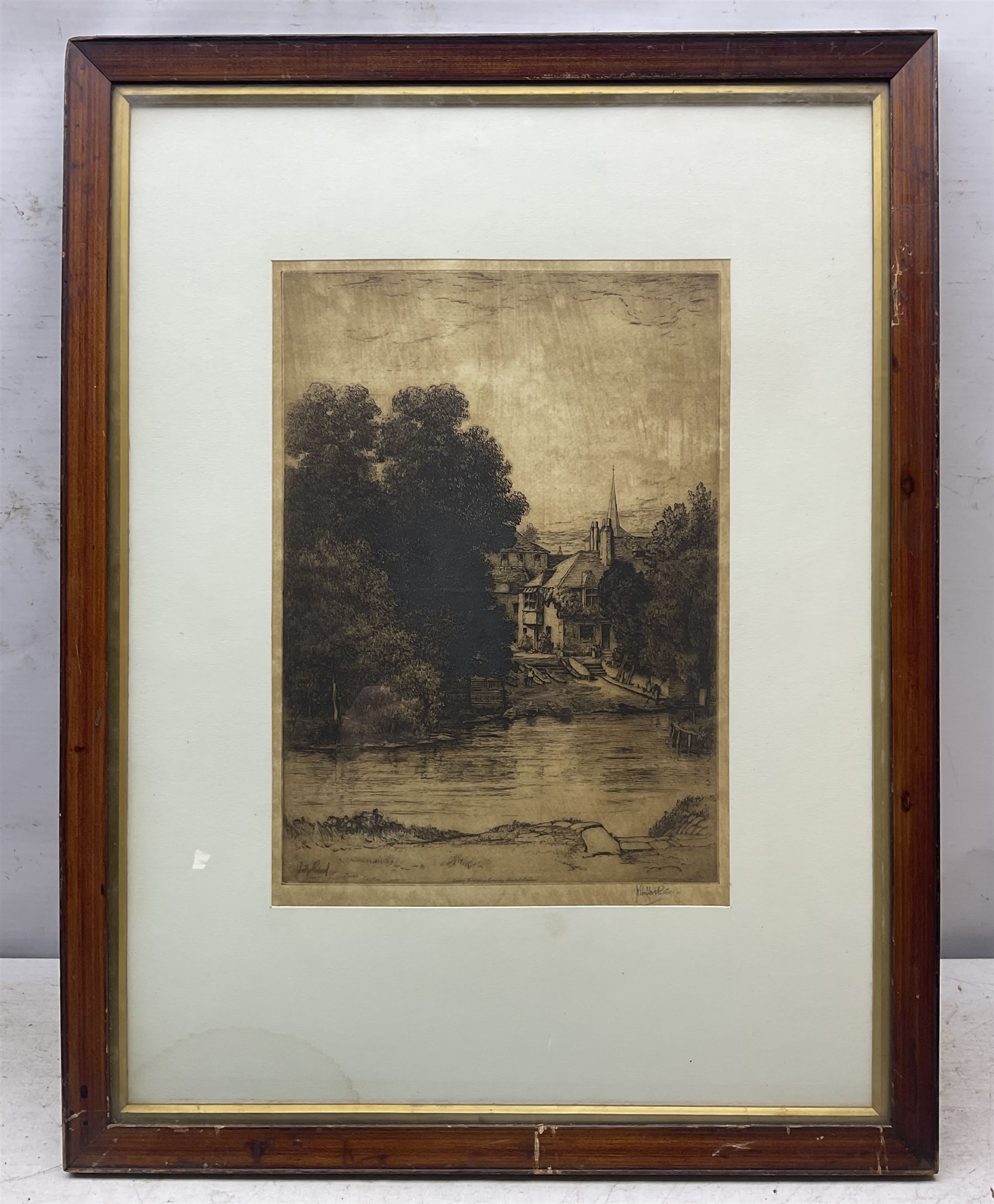 John Firthwood aka John Fullwood (British 1854-1931): Landscape and River Scenes, set of four etchings signed in pencil, one labelled 'Fullwood' verso max 22cm x 40cm (4) 