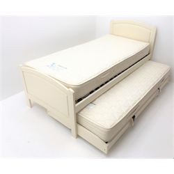  Single 3' cream finish bedstead with slide out guest bed, W92cm, H92cm, L202cm  