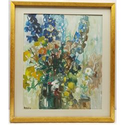 Pia Hesselmark-Campbell (Swedish 1910-2013): 'Blomstudie' - Flower Study, oil on canvas signed, titled and dated 1975 verso 54cm x 45cm