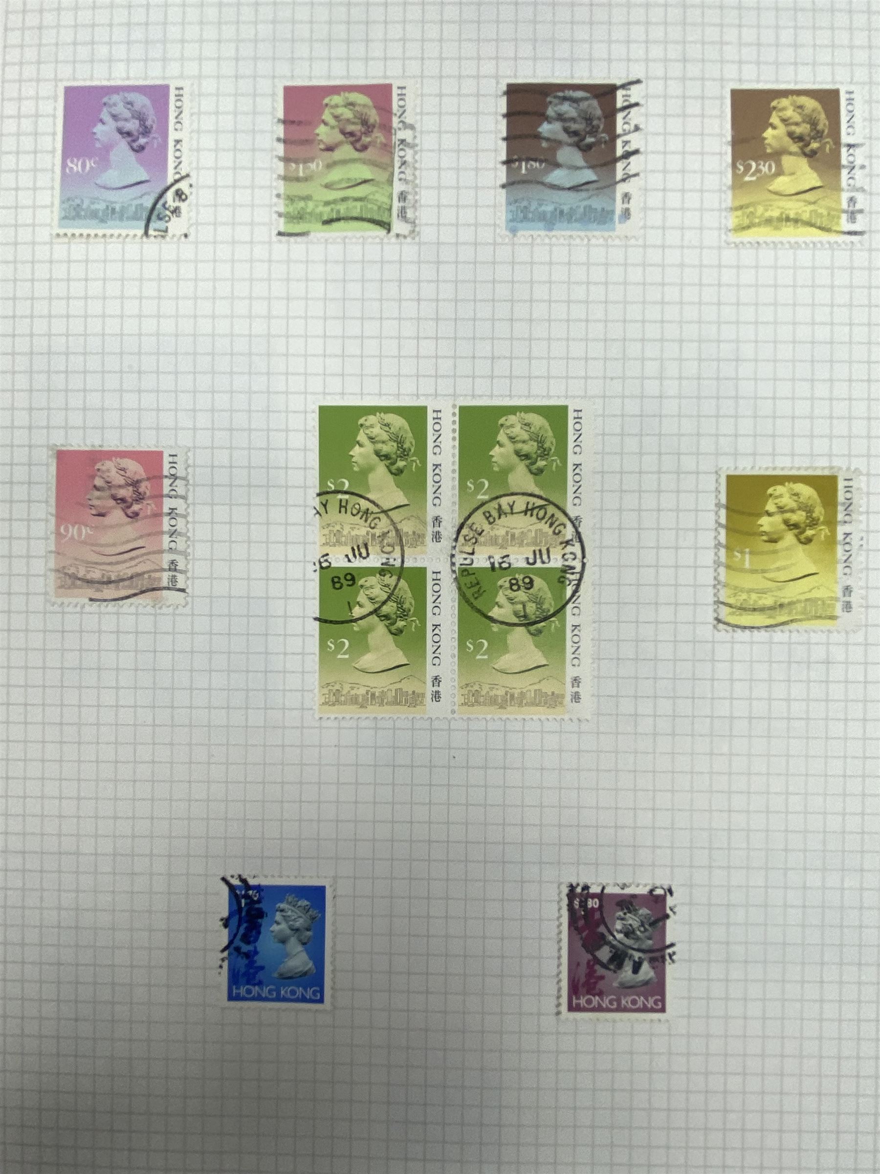 Hong Kong Queen Victoria and later stamps, including 1874-1902 postal fiscal stamps, various King Edward VII issues including one dollars, China overprints etc, housed on pages