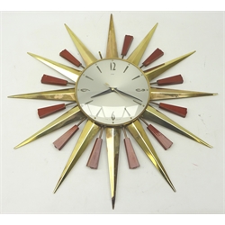  1960s 'Metamec' sunburst wall clock, D61cm  
