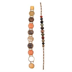 12ct gold agate set bracelet and a gold plated paste bracelet