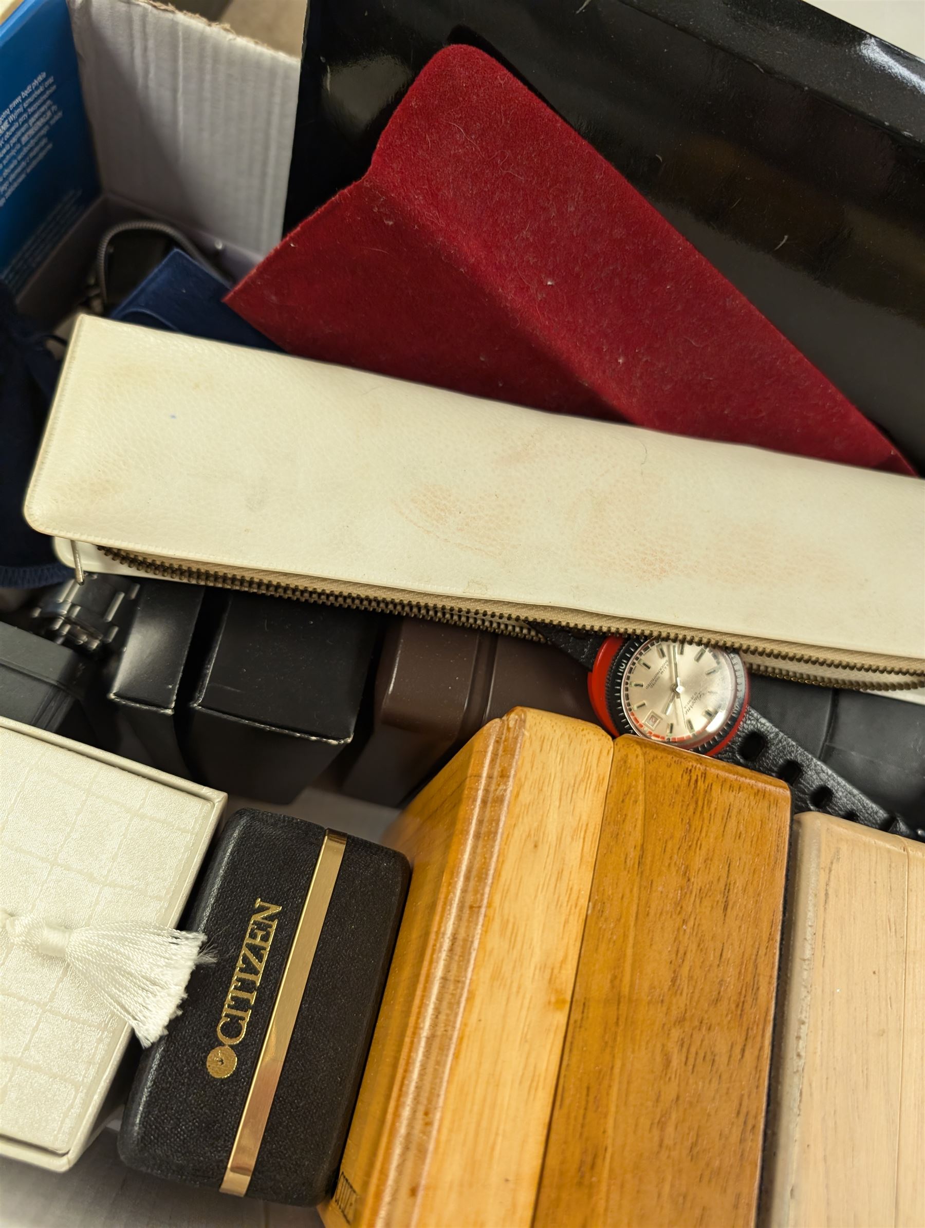 Collection of costume jewellery, including pendants, rings, etc and a quantity of wristwatches, some boxed