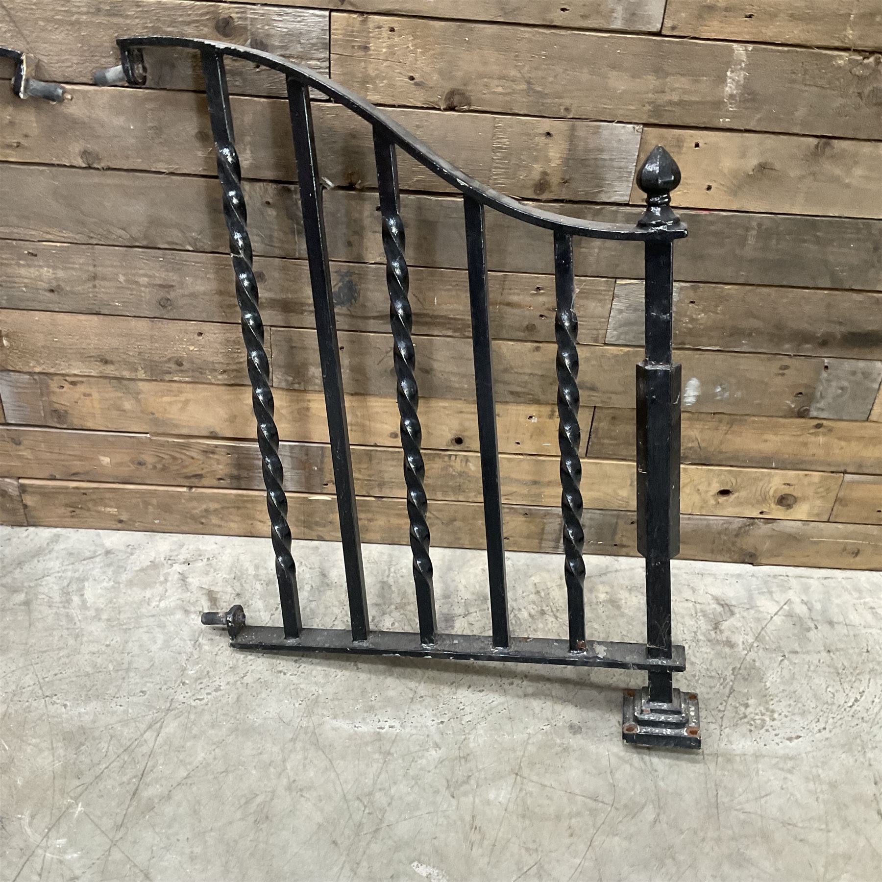 Set of wrought cast iron handrails in a black finish,