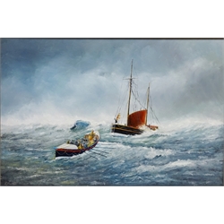  Robert Sheader (British 20th century): Lifeboat on a Rescue in Stormy Seas, oil on board signed 60cm x 90cm   