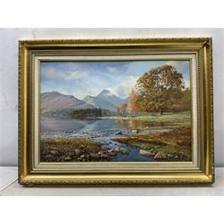 Arthur Terry Blamires (British 1930-): 'Causey Pike and Calf Close Bay - Derwent Water', oil on board signed, titled and dated 1997 verso 42cm x 62cm 