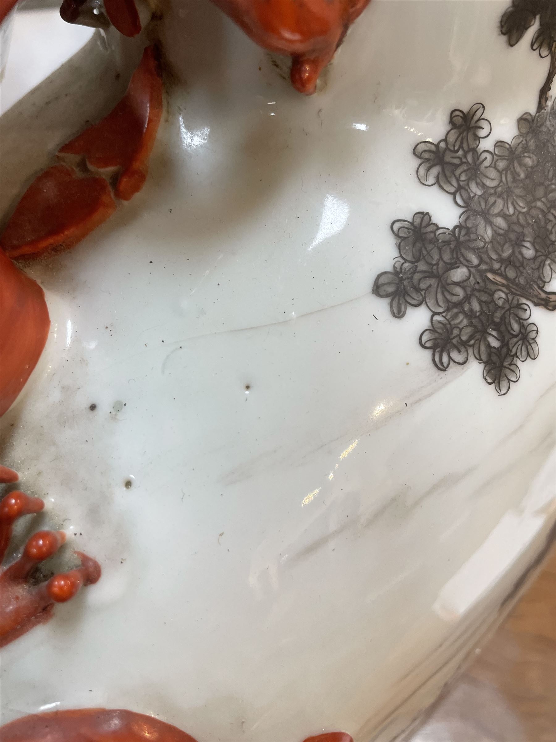 Chinese Republic period porcelain moon flask vase, of typical compressed spherical form, the neck and shoulders with applied iron red dragon handles, the body decorated in iron-red and grisaille with a 'one hundred children' design, depicting various children at play and engaged in musical pursuits within a garden setting, with apocryphal Qianlong mark beneath, H47cm