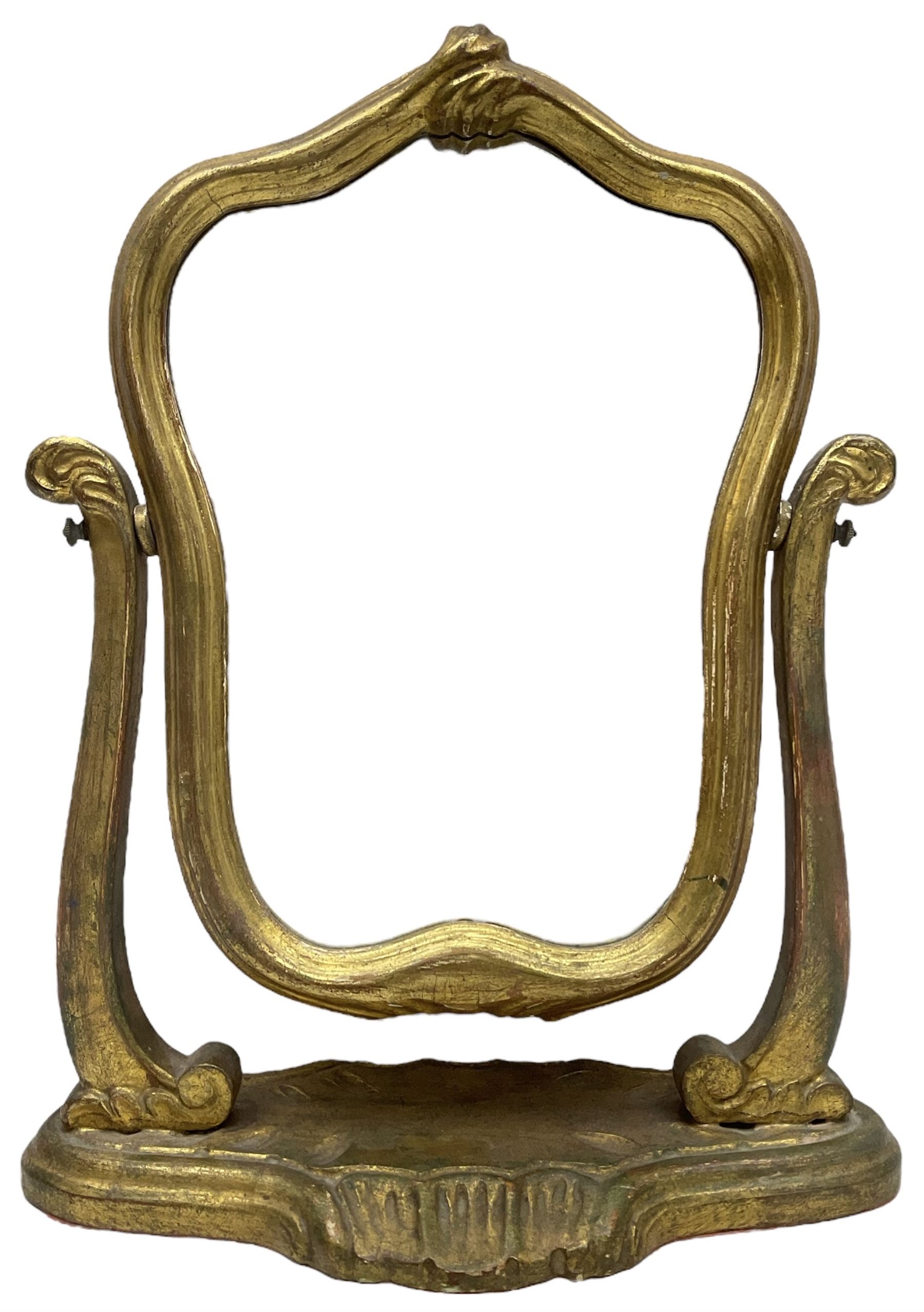 Giltwood dressing table mirror, shaped moulded frame, H46cm