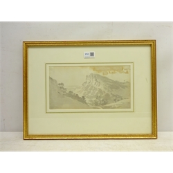  Nicholas Pocock (British 1741-1821):'The High Torr from the Hagwood, Matlock', monochrome wash signed, titled and dated June 6th 1794 verso 15cm x 28cm  Provenance: with Abbott & Holder Museum St. London, label verso  