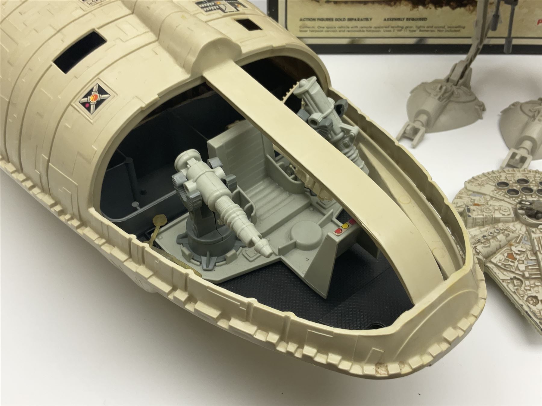 Star Wars - vintage vehicles comprising Rebel Armoured Snowspeeder and Tri-pod Laser Cannon; both boxed; Rebel Transport with 3 3/4