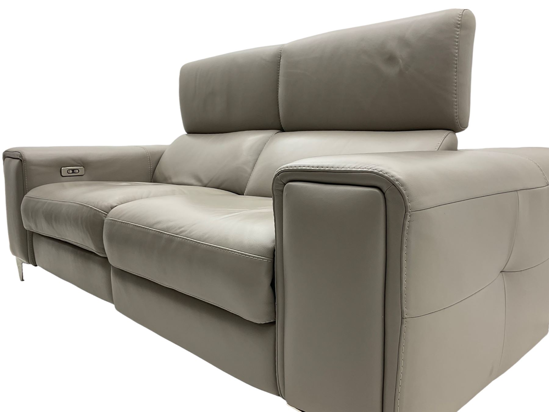 Franco Ferri Italia Carter power reclining two seat sofa, upholstered in Tosca grey leather