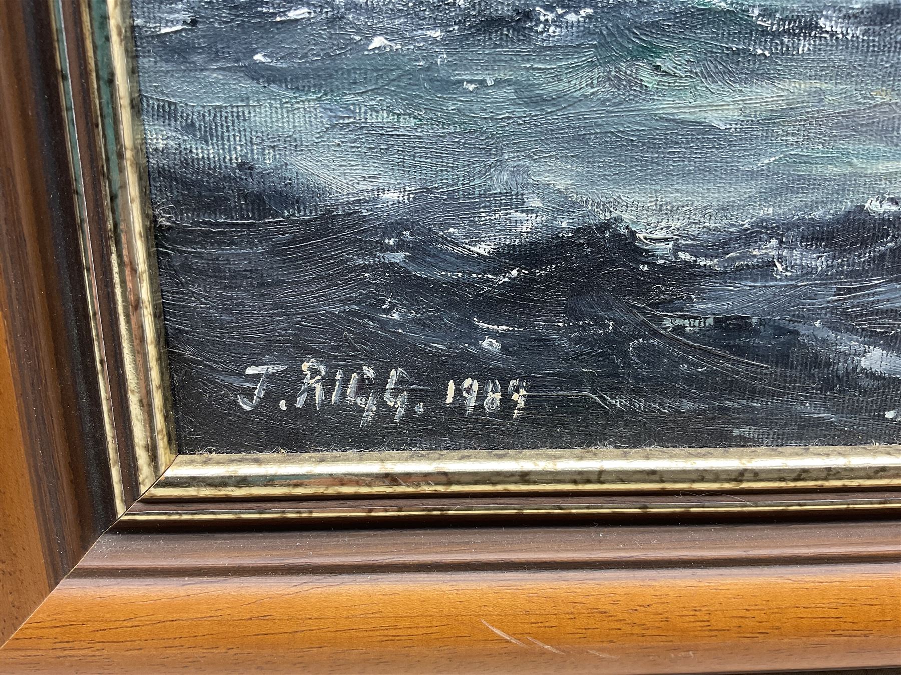 Jack Rigg (British 1927-2023): 'Yorkshire Harbour' - Scarborough, oil on canvas board signed and dated 1989, titled verso 44cm x 64cm