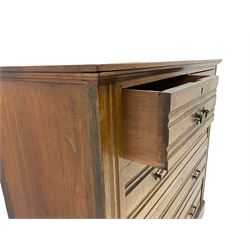 Edwardian walnut chest, fitted with two short and three long drawers