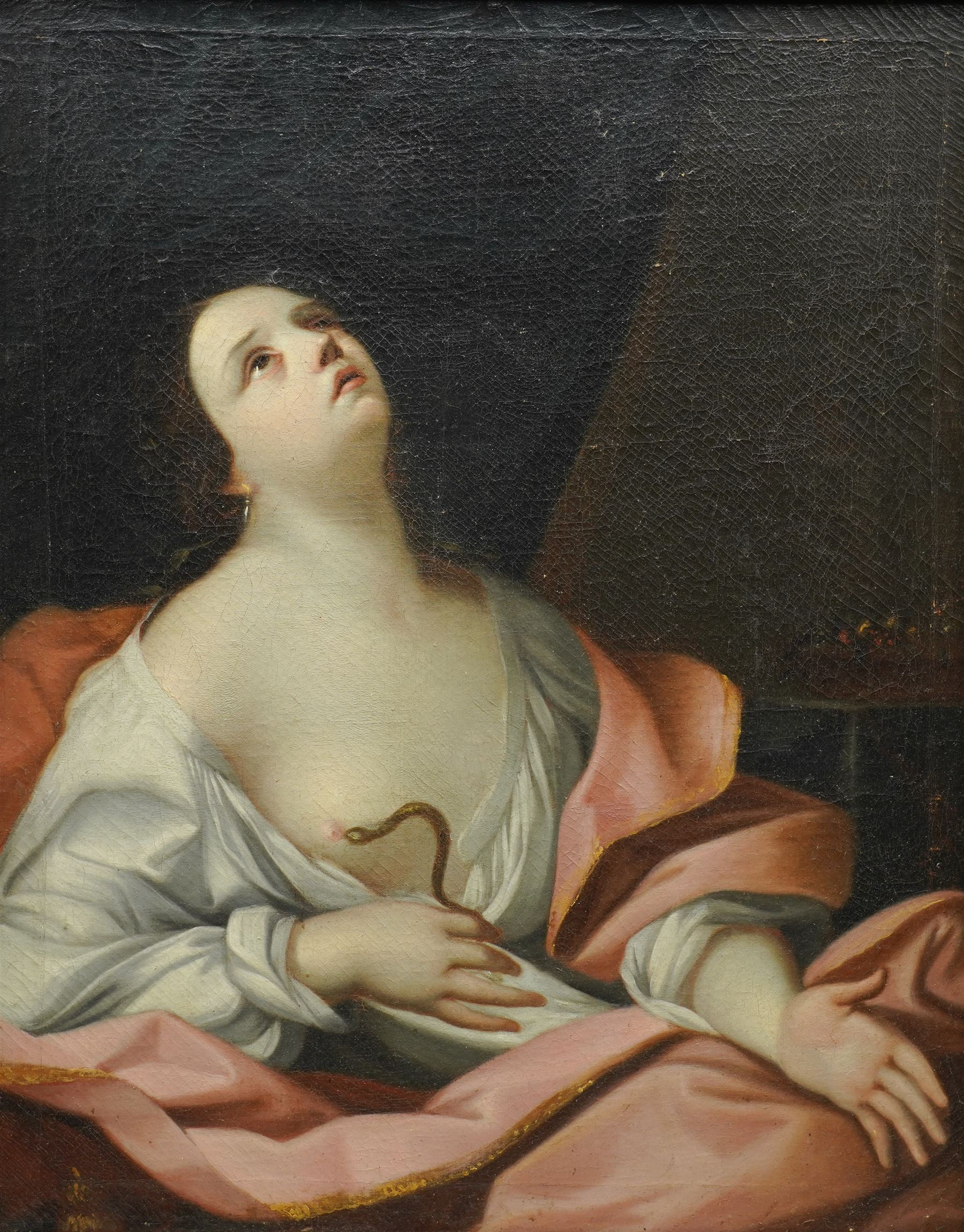 Follower of Guido Reni (Italian 1575-1642): 'The Death of Cleopatra', 18th century oil on canvas unsigned 53cm x 42cm