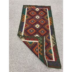 Maimana kilim red and green ground rug, repeating border