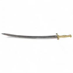 African Sudanese side-arm dagger with brass handle with cross detail, in leather scabbard, together with a collection of swords 