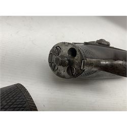 19th century take down 'cripple stopper' single barrel percussion gun, removable walnut stock with bayonet style fitting, chequered grip and fore-end, approximately 8-bore, the 59.5cm (23