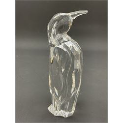 Swarovski Crystal penguin family group, comprising pair of adults and chick, tallest H13cm