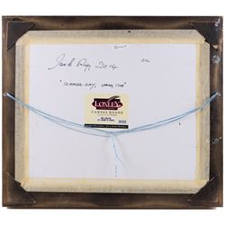 Jack Rigg (British 1927-2023): 'Summer Day - Spring Tide' - Kirkcaldy Trawler and Coble in Scarborough Harbour, oil on canvas board signed and dated 2014, titled verso 50cm x 60cm