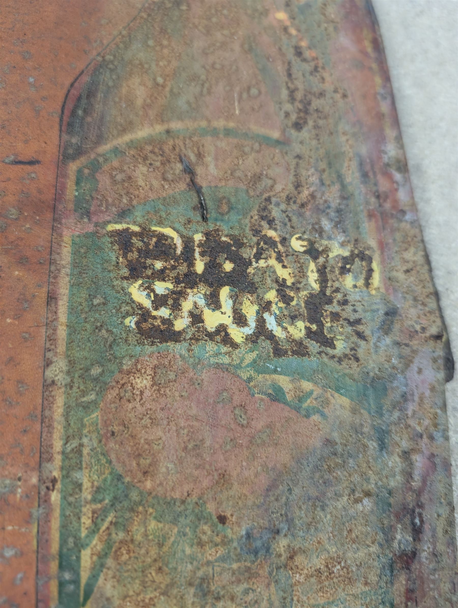 Large metal advertising sign, Fletcher's Tiger & Tomato Sauces, H51cm, W72cm