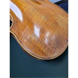 20th century violin, bearing label for Antonius and Hieronymus Amati, with bow stamped G. Werner, contained within fitted case