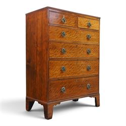 Edwardian mahogany tall chest, rectangular top with reeded edge, above two short over four long graduating drawers, raised on bracket feet