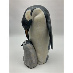 Lladro figure group, Penguin Love, modelled as a penguin and chick in a matt glaze, no 2519, with original box, H22cm