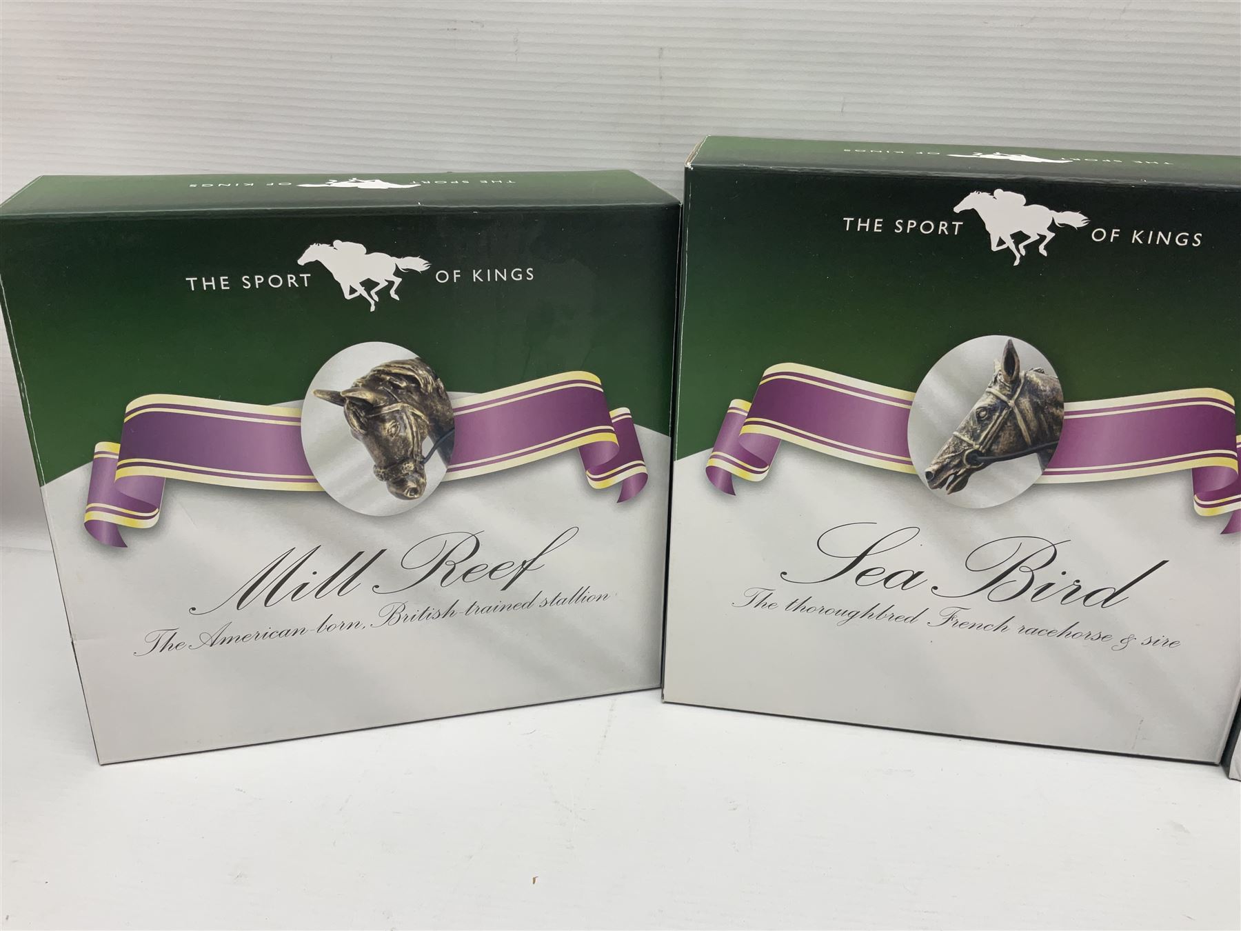 Atlas Editions pewter racehorses, to include Sea Bird, Kauto star etc  
