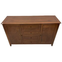 Cherry wood inlaid sideboard, fitted with four drawers and two cupboards