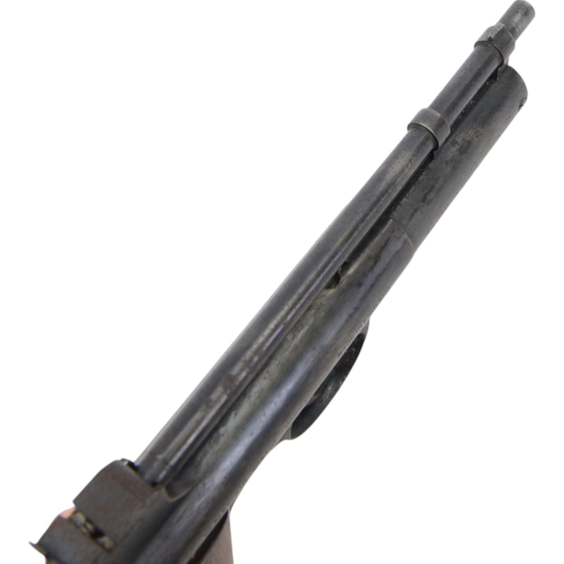 Webley Mark I .177 air pistol, circa 1924, serial number 34599, the air chamber marked Webley Air Pistol Mark I, Webley & Scott Ltd. Birmingham & London, with logo inset to the wooden grips, H13cm, L20cm