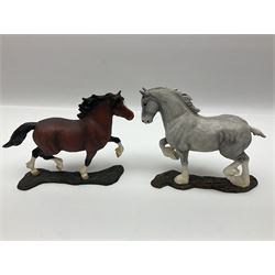 Four Border Fine Arts Action Horses, comprising Shire/Heavy Horse, Welsh Cob, Vanna, grey Shire, together with At the Fete and other Border Fine Arts and similar figures  