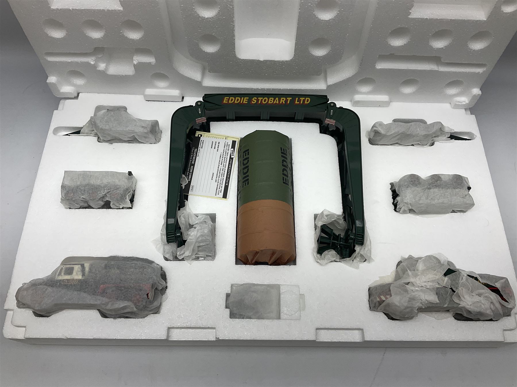 Corgi Eddie Stobart - CC12305 Scammell Contractor x 2, Girder Trailer, Bogies and Sheeted Load; and CC12306 Scammell Contractor Wrecker; each in simulated 'crate' box (2)