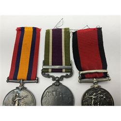 Seven copies of early medals - Waterloo, Crimea, Mediterranean, China 1900, Victoria Cross, Natal Rebellion and Tibet 1903-4; all with ribbons (7)