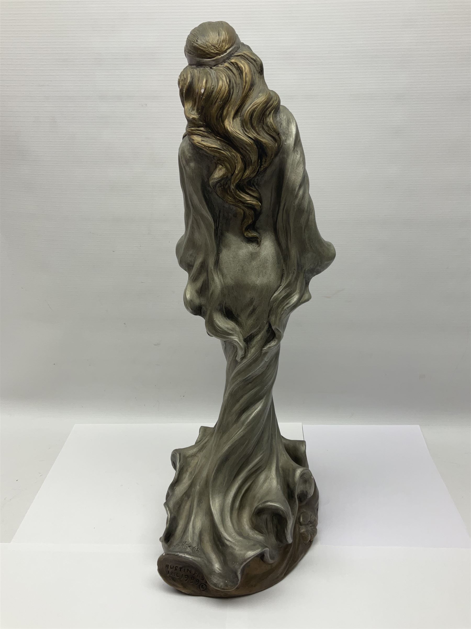 After Alexsander Danel for Austin Sculpture, Windswept, sculpture modelled as a female in flowing dress 