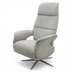 Hjort Knudsen - Danish recliner armchair in neutral upholstery, with manual recline, raised on a metal star base