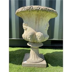 Pair of composite stone garden urns - THIS LOT IS TO BE COLLECTED BY APPOINTMENT FROM DUGGLEBY STORAGE, GREAT HILL, EASTFIELD, SCARBOROUGH, YO11 3TX