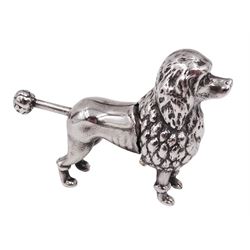 Modern silver novelty cigar cutter, modelled as a poodle, hallmarked, H4cm