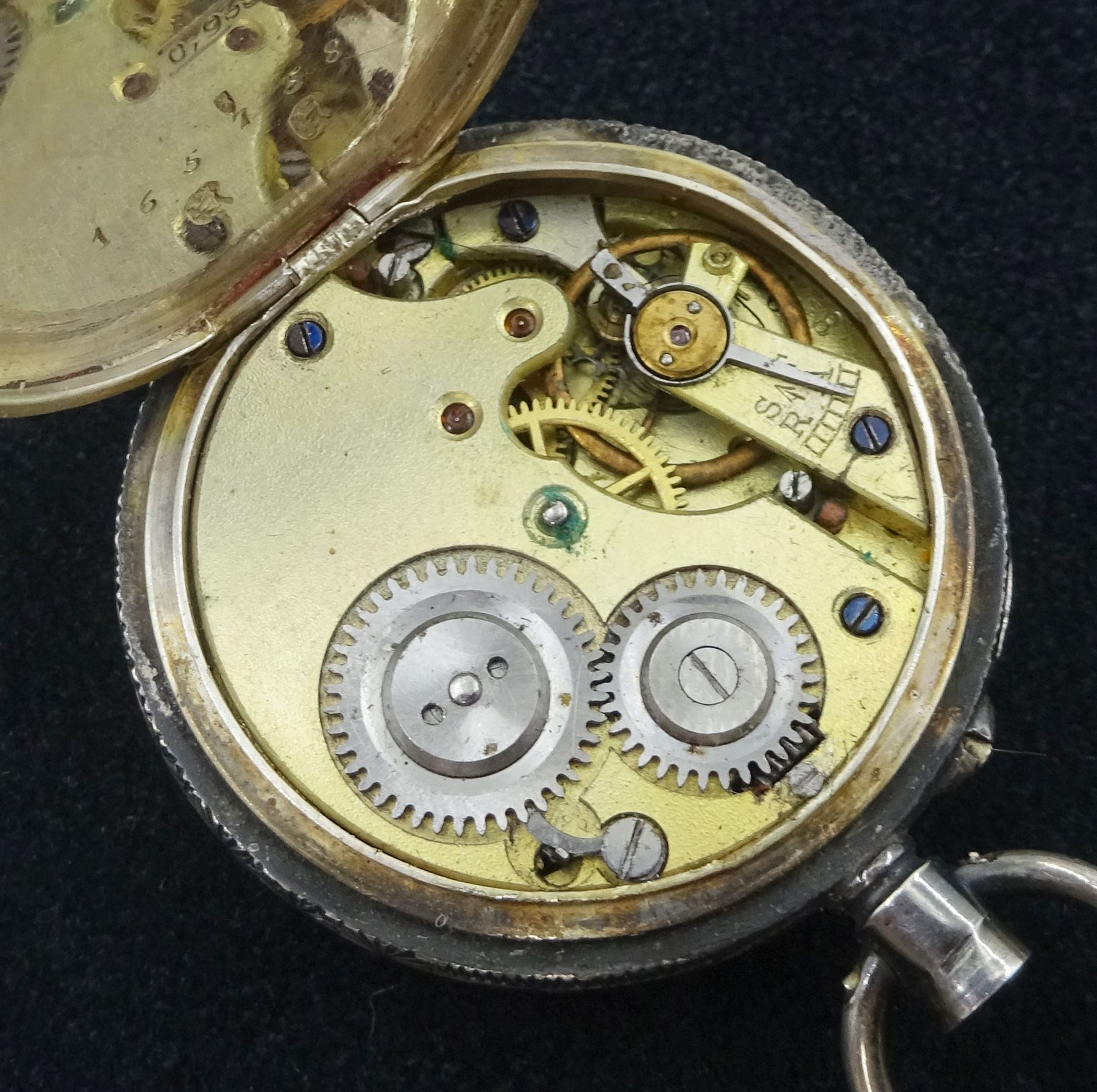 Victorian silver open face key wound lever pocket watch by Thomas Donkin, Scarborough, No. 18157, case by Charles Harris, Birmingham 1893, smaller silver pocket watch by George Cooper, Scarborough, No. 1836, on gilt watch chain, both with white enamel dials and subsidiary seconds dials and a silver fob watch