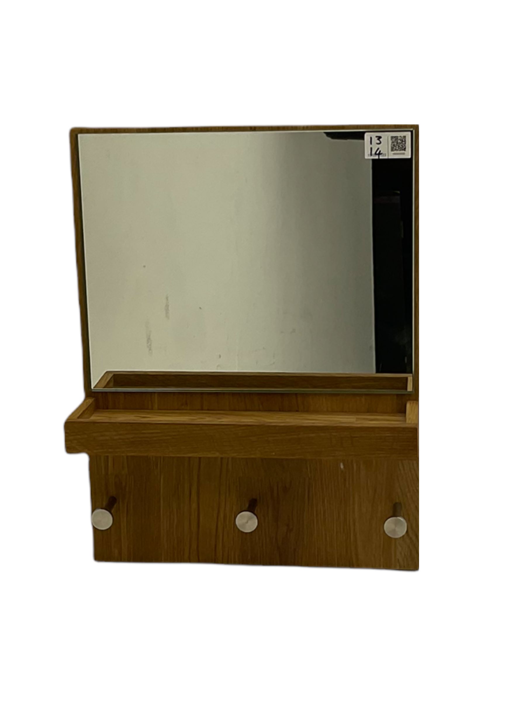 Futon Company - hallstand fitted with hooks and two shelves (W55cm, H181cm, D47cm), and a wall mirror with shelf and hooks (30cm x 40cm)