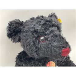 Steiff Classic Teddy Bear in black mohair with working growler mechanism and red stitched detail, H42cm