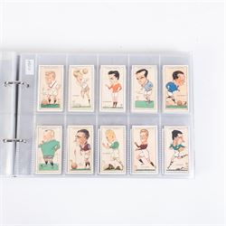 Collection of Edwardian and later Football related trading and cigarette cards, including forty-nine of fifty 1906 Ogden's Football Club Colours, 1922 PALS Footall series, ninety of one hundred 1925 Gallaher Famous Footballers, complete set of forty-four 1926 Ogden's Captains of Association Football Clubs and Colours, complete set of fifty 1927 Players Football Caricatures by MAC,  complete set of fifty 1927 Players Football Caricatures by RIP,  complete set of fifty 1930 Players Association Cup Winners, complete set of 50 1933 Ogdens AFC Nicknames etc, housed in brown cigarette card album