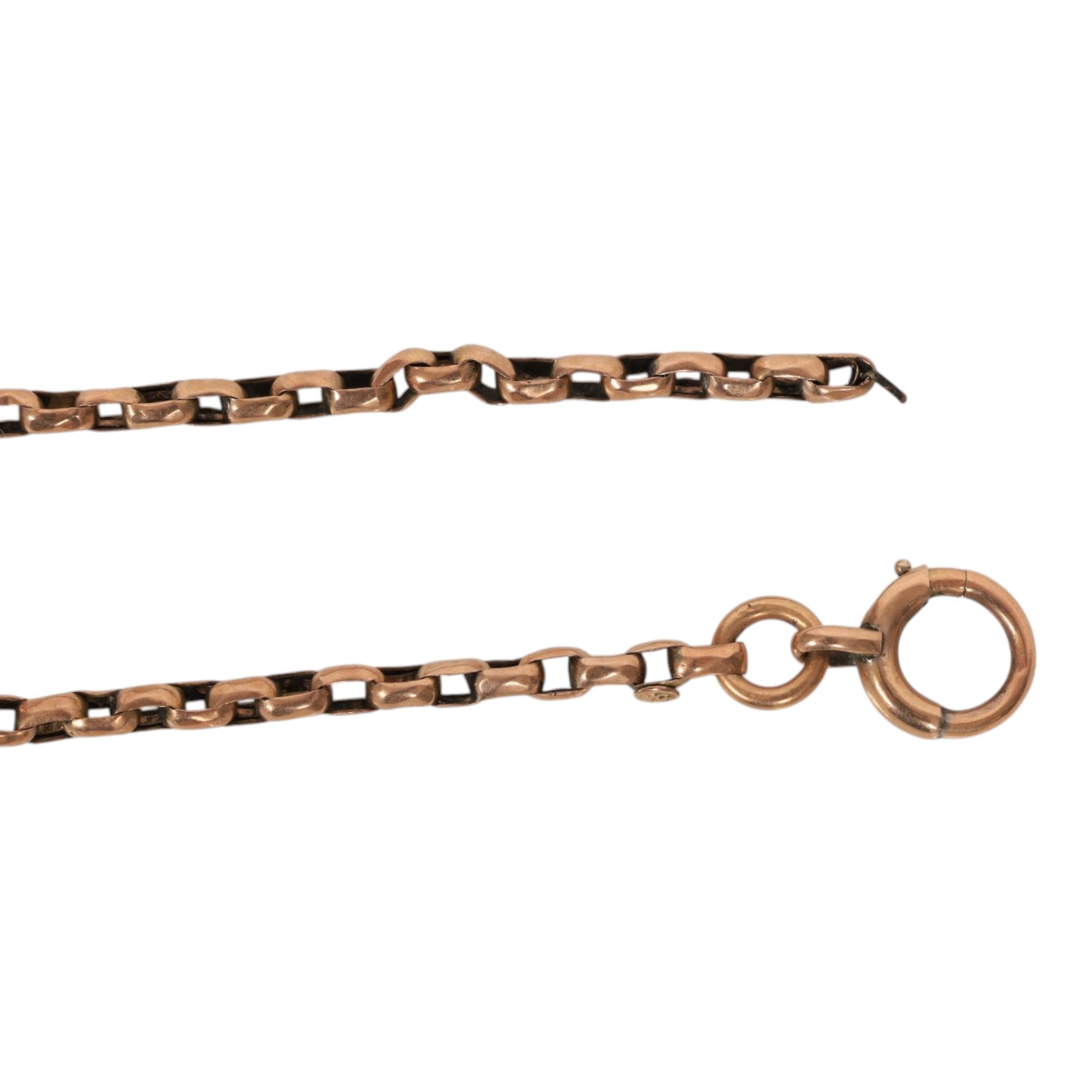 19th/early 20th century 9ct rose gold chain, stamped