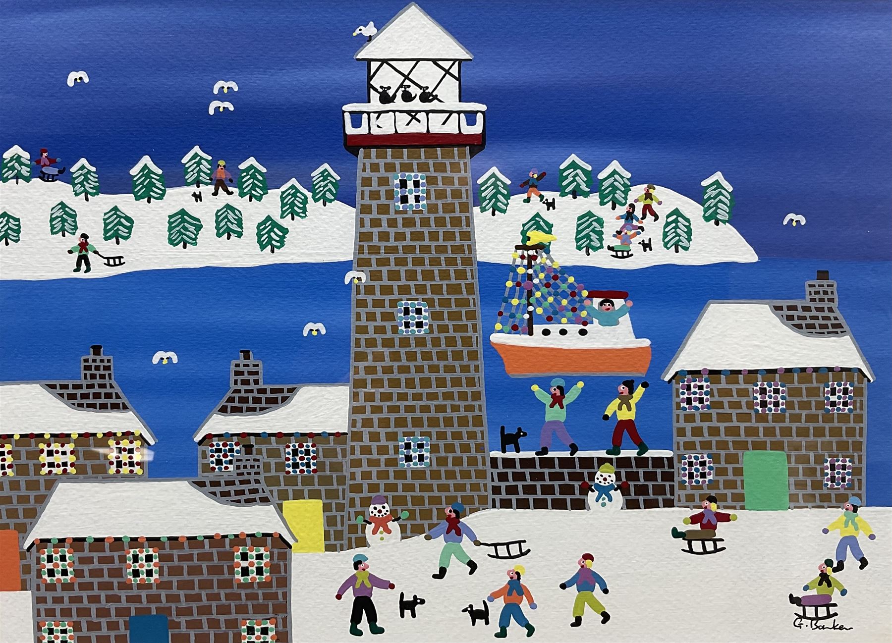 Gordon Barker (British 1960-): 'It's Snowing Again', acrylic on paper signed, titled verso 25cm x 34cm 