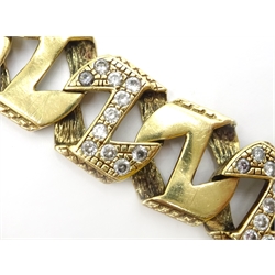  9ct gold chain link stone set dress bracelet hallmarked 69gm gross  