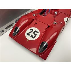 CMC 1:18 Scale Model of a Ferrari 312P Spyder 'Sebring Rennversion, 1969, Start-Nr. 25, Mario Andretti / Chris Amon'; manufactured by CMC Exclusive Modelle; No. M-095. Serie Nr. 1365 with certificate. Fully constructed and out of box with original box, accessories, packaging and paperwork.