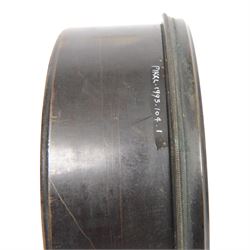 Two large brass cased condenser lenses, largest D21cm