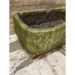 Large 19th century D shaped stone trough