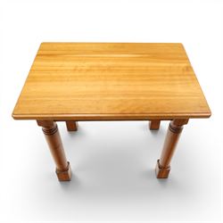 Knightman - cherrywood extension table or serving table, the rectangular top raised on four turned legs, recessed carved knight trademark, by Horace Knight of Old Mill Furniture, Balk near Thirsk