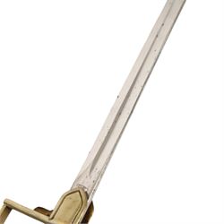 WWII German Army Prinz Eugen Pattern Officers Dress Sword by Carl Eickhorn, the 76cm slightly curving fullered blade with makers name to the ricasso, with gilt brass grip with eagle to the crossguard, guard with relief of oakleaves, Prinz Eugen style down winged eagle to the pommel of the backstrap, in original black painted scabbard with single hanging ring, overall L94cm