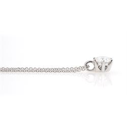 Rox Honour 18ct white gold single stone round brilliant cut diamond pendant necklace, hallmarked, diamond 0.20 carat, boxed with certificate
